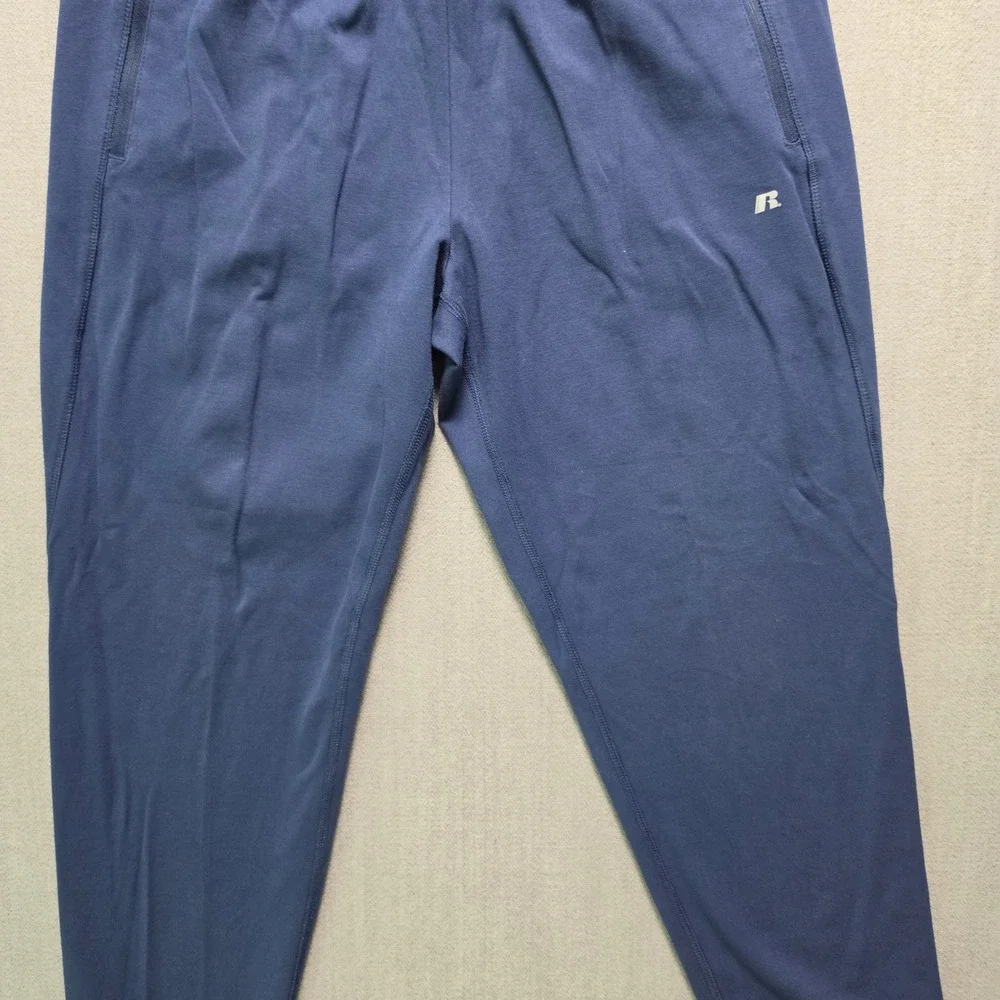Russell Athletic Joggers Mens Large Navy Blue Zipper Pockets Performance Pants